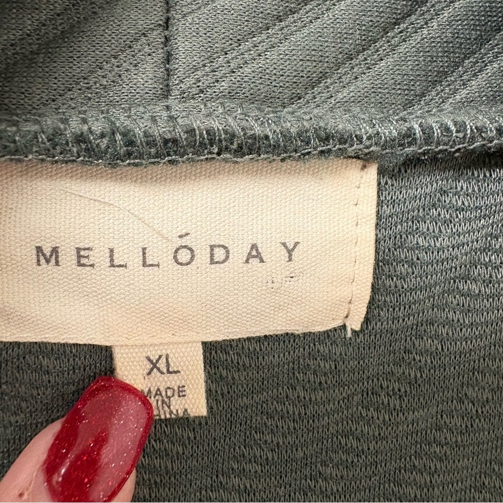 Melloday Green Ribbed Textured House Coat Robe - Picture 3 of 8